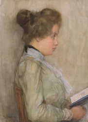 Torso femenino de perfil con libro, c. 1898-1900
